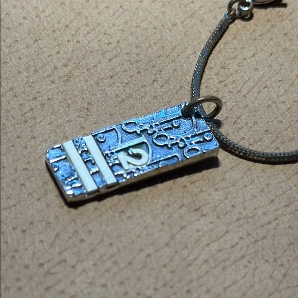 Dior Trotter Blue and White Number 2 Silver Necklace with Pendant - Picture 4 of 8